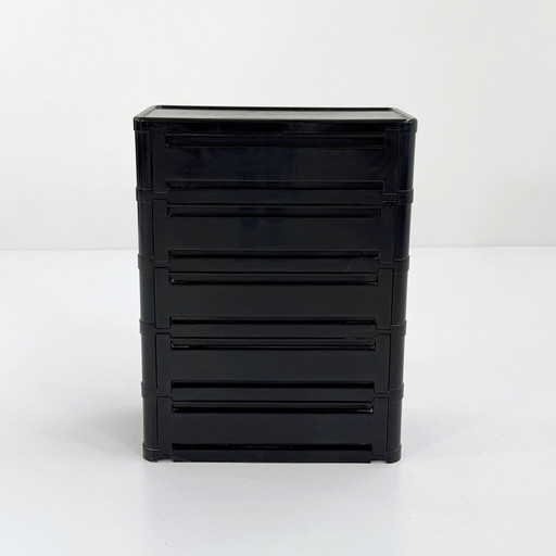 Zwarte ladekast Model 4964 van Olaf Von Bohr voor Kartell, jaren 1970
