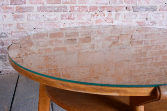 Originaler Couchtisch aus der Mitte des 20. Jahrhunderts, von JITONA Soběslav, Eiche, Glas, Tschechien, (photo 10 of 11)