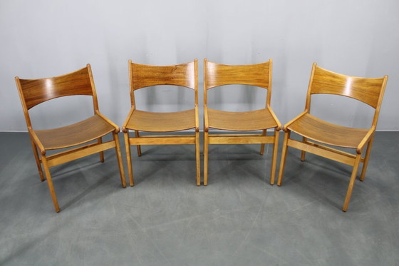 Image 1 of Sillas de comedor danesas de mediados de siglo en afzélie y haya, juego de cuatro