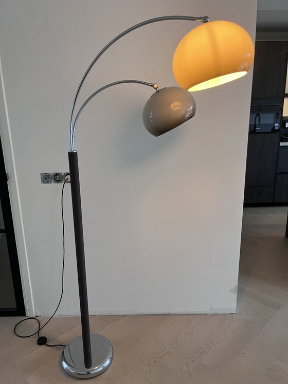 Lampada da terra/ad arco vintage Dijkstra Space Age con doppio paralume – Dijkstra Lampen, Lampade da terra (photo 7 of 11)