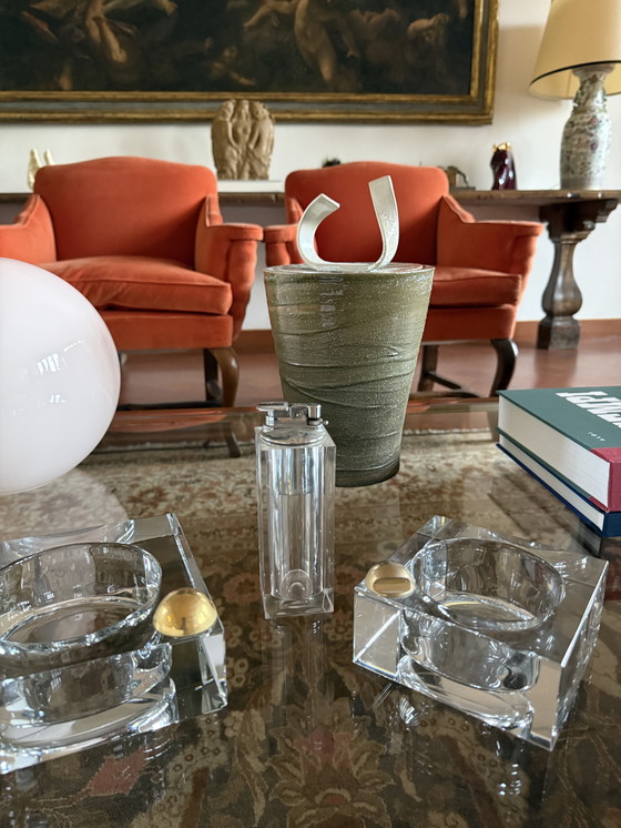 Image 1 of Hollywood Regency Glas-Rauchset, Frankreich 1970er Jahre