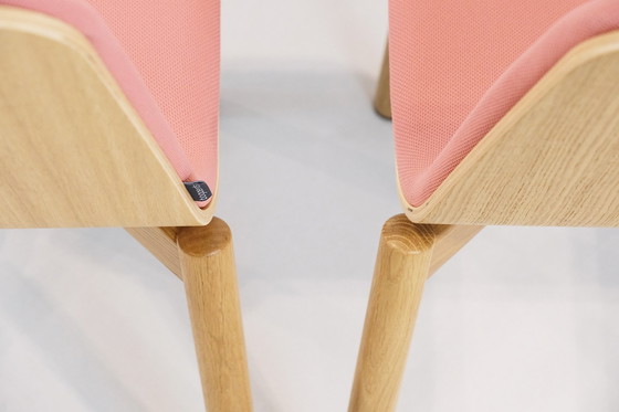 Image 1 of 2x Bogaets Silla de roble con tapicería rosa
