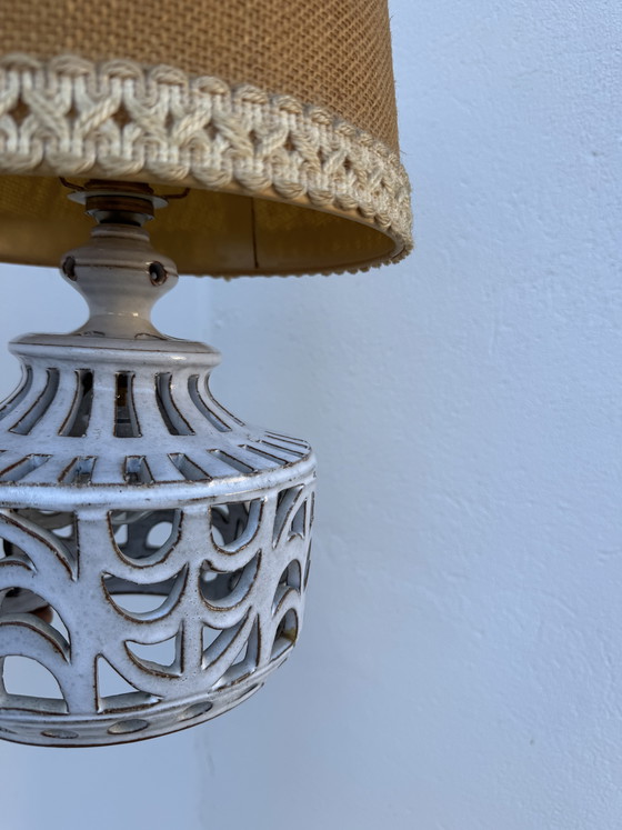 Image 1 of Roger Collet openwork ceramic lamp, 1960s