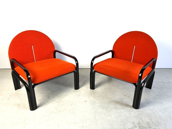 Armchairs with orange upholstery, Knoll, Metal, Textile, Postmodern (photo 9 of 12)