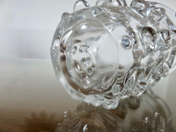 Image 1 of Schneider crystal vase with prominent stretched texture, signed, 1950