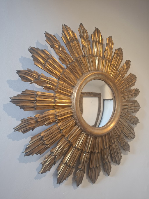70cm wooden sun mirror from 1965. 20cm convex glass.