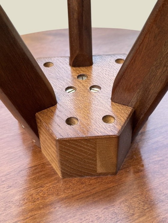 Solid mahogany tripod side table | Danish style | Three legs, zero compromises | (presumably) 1960s, Wood (photo 12 of 13)
