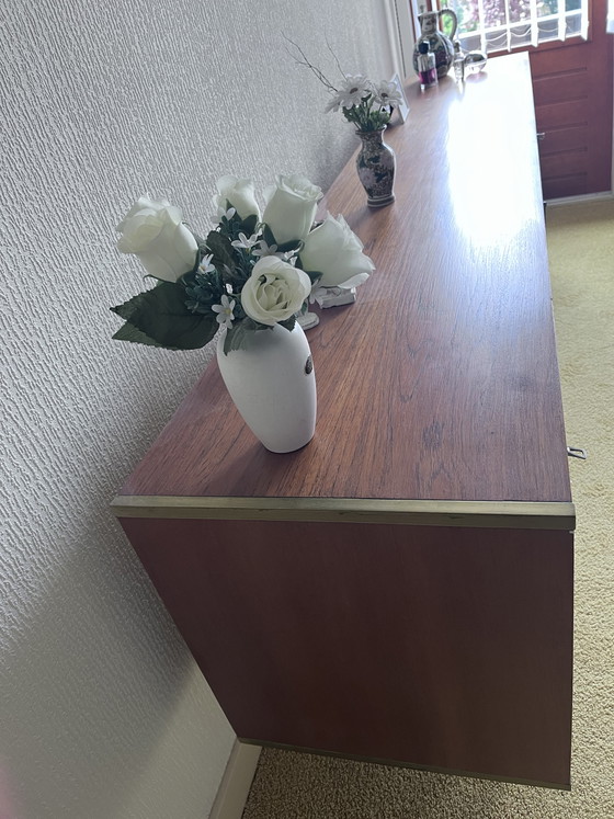 Image 1 of Tall sideboard with teak and brass by William Watting