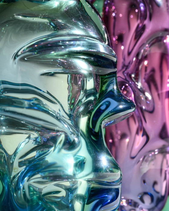 Image 1 of Zeldzaam sculpturaal Tsjechisch glas "Propeller" vaasduo Jan Beránek & Jan Kotík