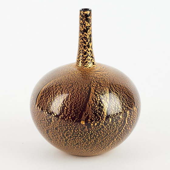 Image 1 of Raro vaso in vetro vintage, nero/oro