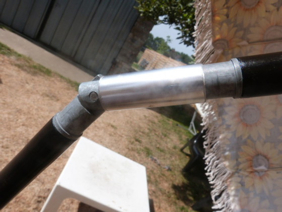 Image 1 of Vintage kantelbare parasol met franjes en zonnebloemmotief - jaren 70/80 - Sauvagnat, gemaakt in Frankrijk