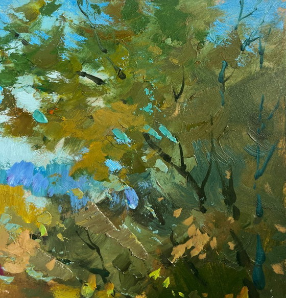 Image 1 of Original Oil Painting Summer River Landscape Summer day in the outback