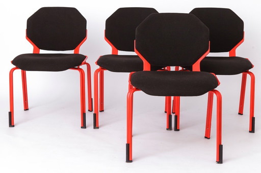 Space Age Chairs Set of 4, Fröscher Stacking Chairs, 1980s German Design, Hartmut Engel, IF Design Award