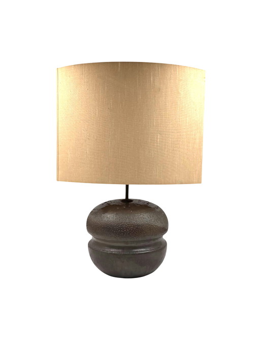 Base de lampe en céramique brune, France, années 1960