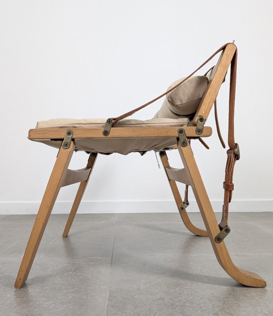 Image 1 of Fauteuil danois avec sangles en toile et cuir, XXe siècle