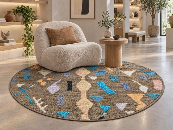 Handmade Round Berber Wool Rug 170/170cm, Rugs & carpets, Black (photo 4 of 5)