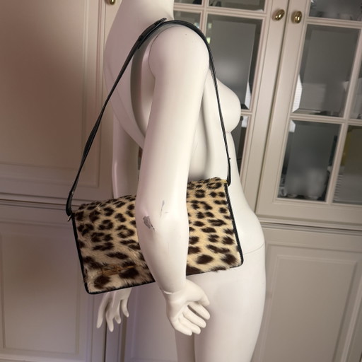 Bolso de hombro vintage Corbeau Curio de piel y pelo de poni – Nuevo