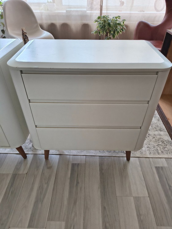 Image 1 of Cassettiera (2 pezzi) bianco opaco | gambe vintage