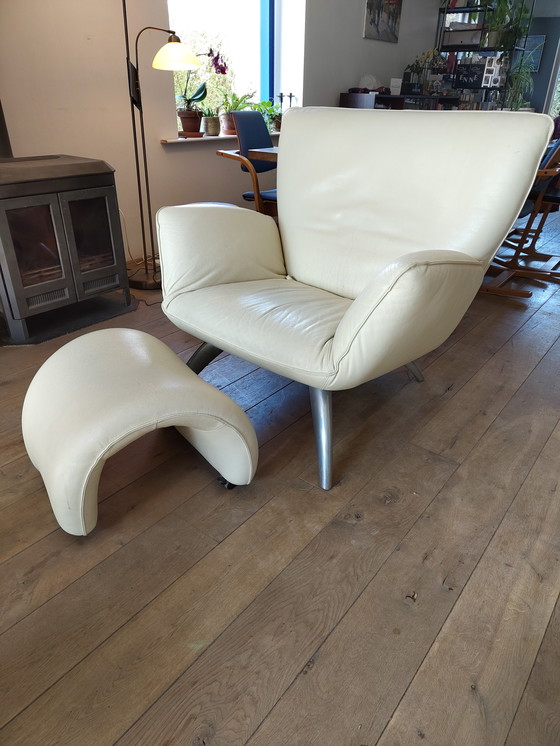 Image 1 of Leolux Tango 1 persoons (loveseat 2pers) lederen bekleding plm 1996 design zeldzaam 