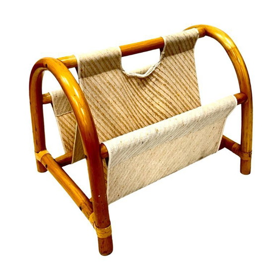 Image 1 of Vintage bamboe tijdschriftenrek – boho-stijl / Mid-Century Modern, jaren 70