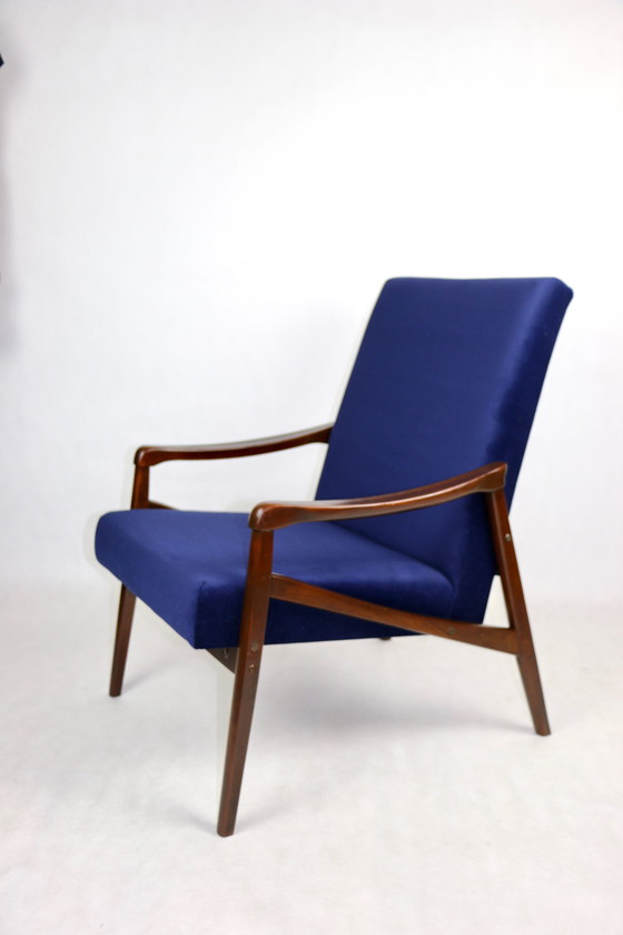 Image 1 of Czech Model Armchair In Ocean Blue Attributed To Jiri Jiroutek, 1970S