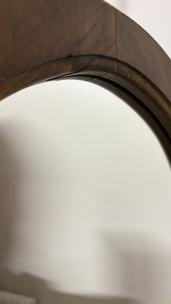 Image 1 of Miroir mural vintage en bois brun foncé de style scandinave Japandi