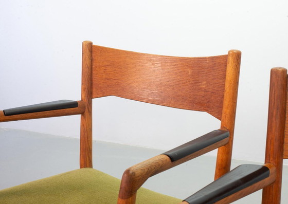 Image 1 of Set of Two Hans Wegner Mid-Century Design Famous Dining Chairs for Plan Mobler with Black Wooden armrests. Sweden, 1960s.