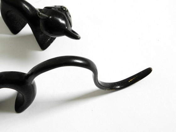 Image 1 of Two Mid Century Modern brass cats as ring holders by Walter Bosse for Herta Baller