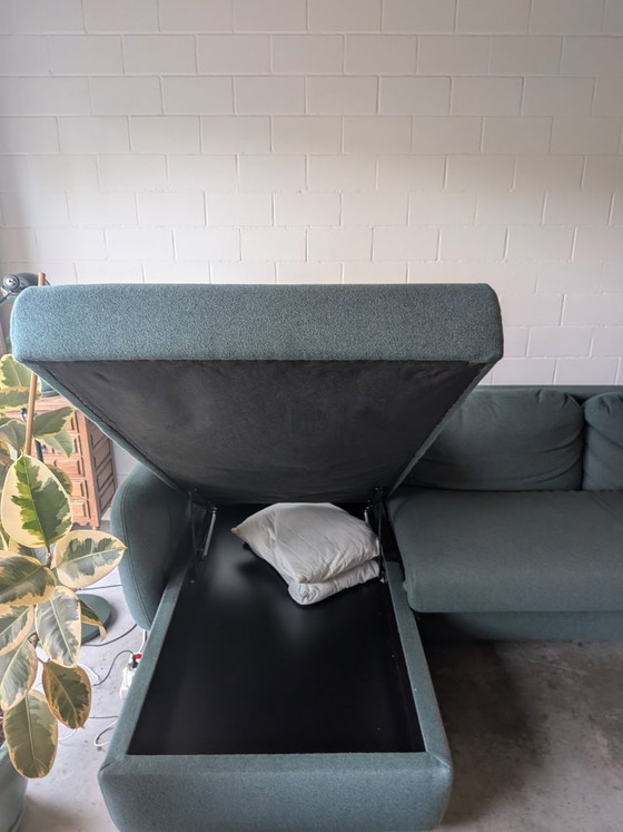 Divano letto 3 posti Bolia con chaise longue e contenitore, lana Sea Green – Divani 3 posti (photo 4 of 7)