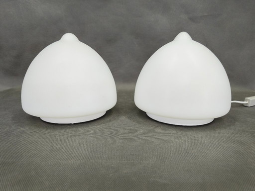 Pair of Czech Opaline Glass Sculptural Table Lamps, 1970s