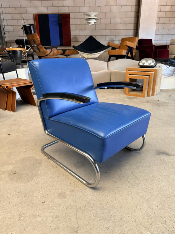 Poltrona Thonet S 411 (disponibilità: 2), Poltrone, Pelle, Metallo, Nero (foto 2 di 15)