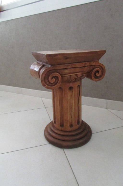 CColonne ionique en teck , table d'appoint en bois exotique