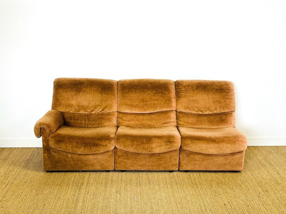 Image 1 of Canapé Modulable Vintage en Velours, 1970s, Set de 5