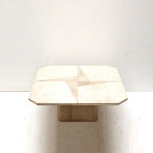 Vintage square travertine coffee table made in the 1980s