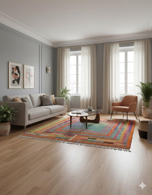 Mehrfarbige Berber-Tapis aus Leinen, 300 x 200 cm