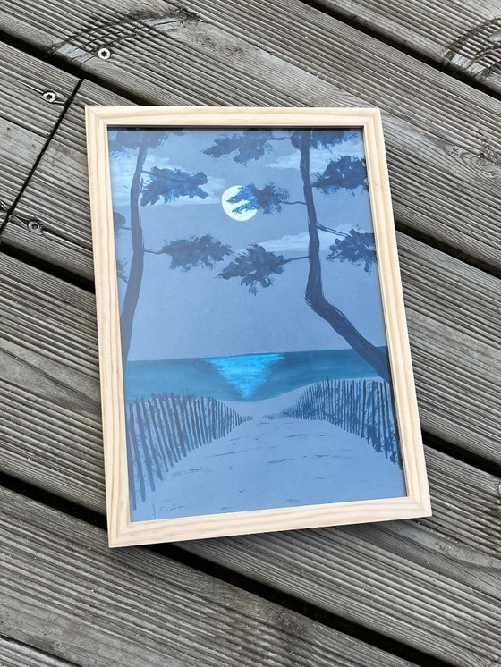 Image 1 of Inkt op getint papier.  Formaat 30x21cm.