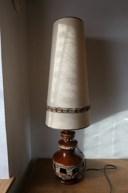 Vintage große Stehlampe aus Keramik, Westdeutschland, Modell Fat Lava