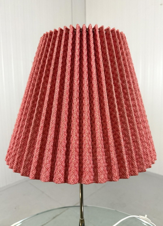Image 1 of Brass Table Lamp With Pleated Shade 1950's