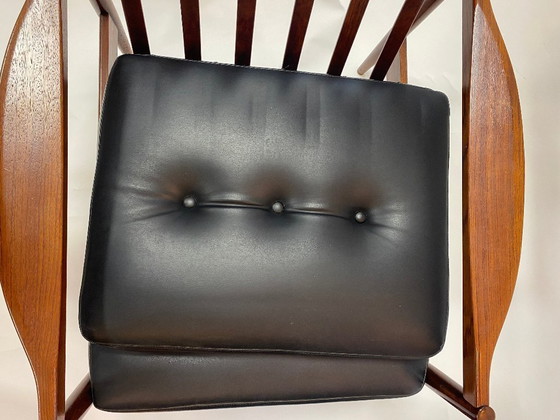 Image 1 of Original 1950s armchair from Denmark – teak wood & black Skai leather * Mid-Century * Vintage