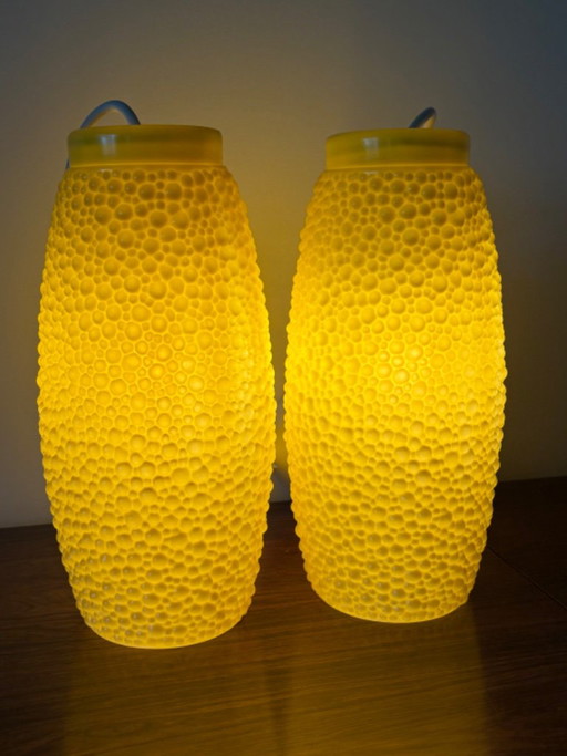 Lampade a sospensione vintage retrò anni '50/'60 - design a bolle giallo