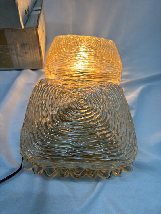 Image 1 of Lot de 2 lampes de plafond ou appliques murales vintage, Glashütte, Limbourg