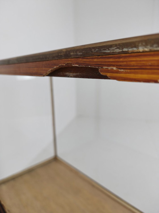 Image 1 of Bancone da negozio inglese antico in ottone – Modello stretto con misure in metri