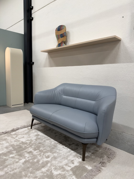 Leolux Lindo 2 zits Bank Senso Heaven, 2 zitsbanken, Leer, Blauw (foto 8 van 8)