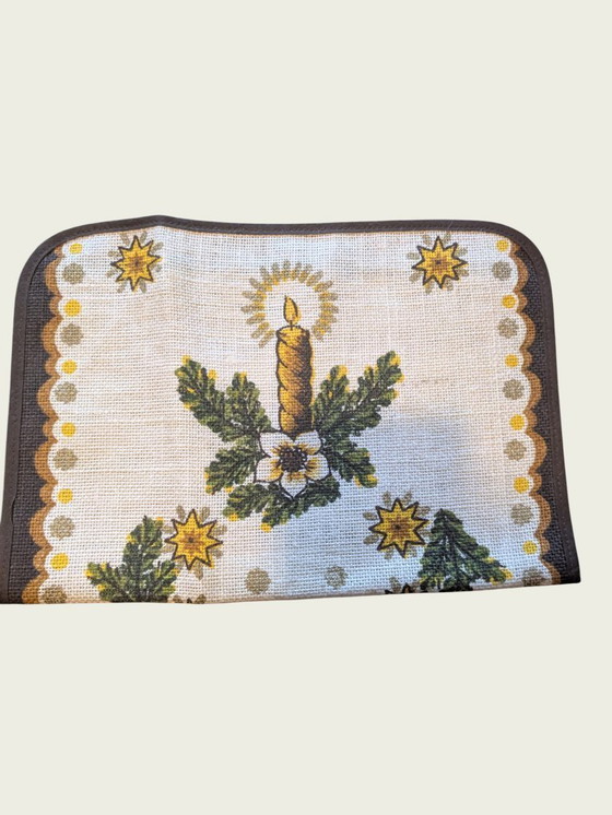 Image 1 of Raro sottopiatto vintage anni '60/'70 di NAGEL Piepmatz – design natalizio in juta