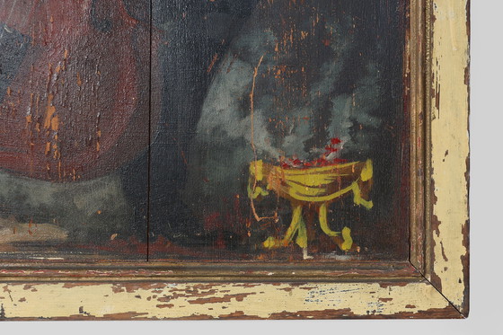 Image 1 of Peinture sur bois du 20e siècle signée S. Gil représentant un violoncelliste dans un théâtre à Paris