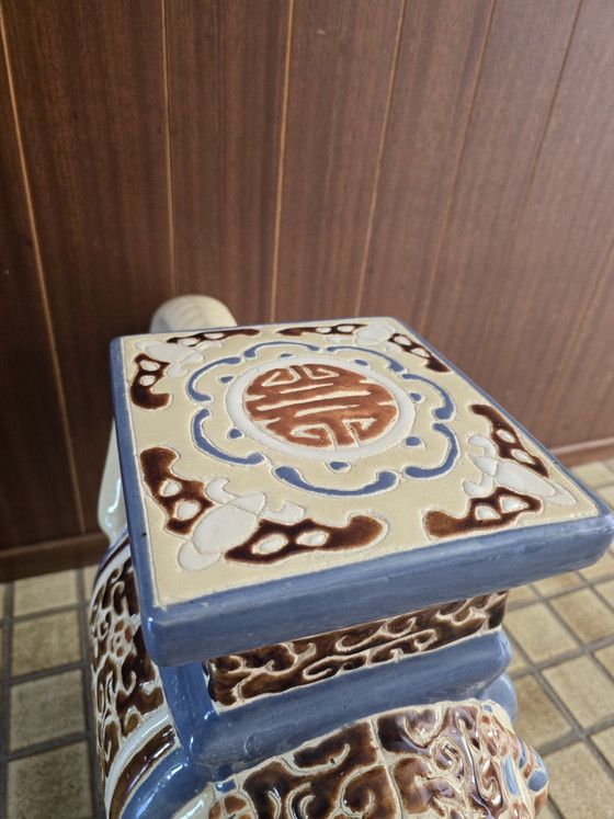 Image 1 of Vintage Ceramic Elephant Plant Table / Side Table