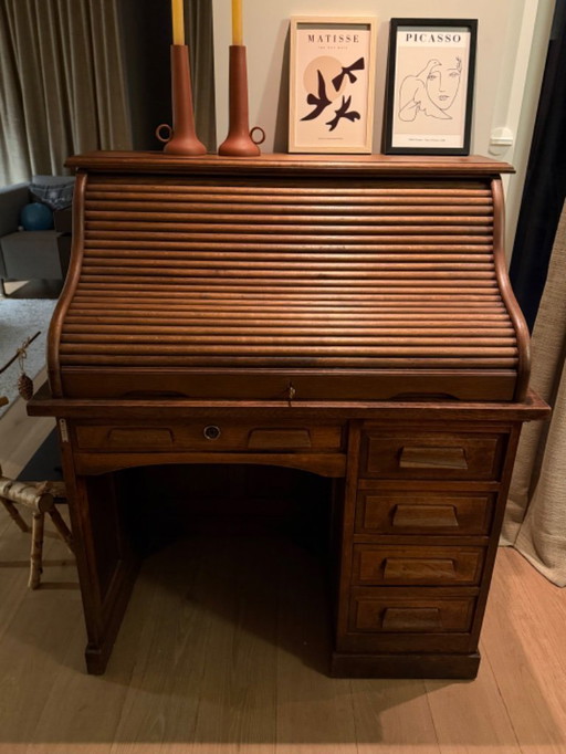 Secrétaire à volet roulant ancien - numéroté