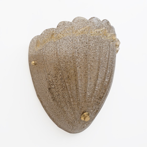 Image 1 of Coppia di lampade a conchiglia in vetro di Murano in stile metà secolo moderno