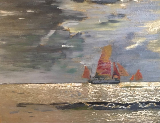 Image 1 of Painting signed Amédée Julien Marcel-Clément (1873-1950) "In the rocks of Belle-Ile"