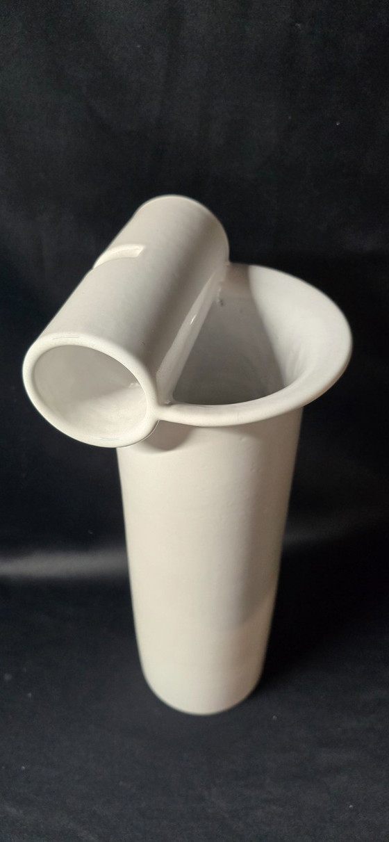 Image 1 of Vaso in ceramica bianca di Enzo Bioli (1832) per Il Picchio , Italia anni '70